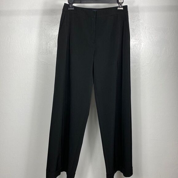 ‘S MaxMara Black Wide Leg Cuffed Trousers Pants Size 36 - Picture 1 of 12